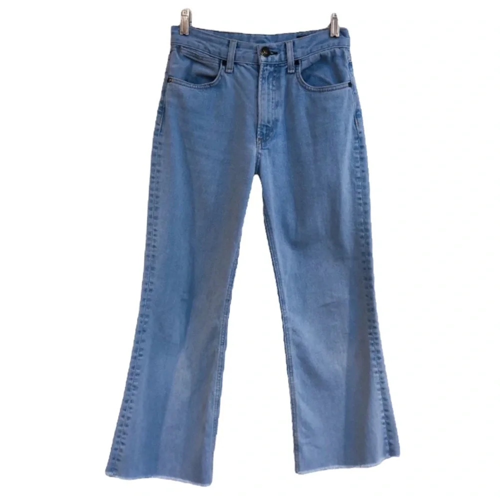 Rag & Bone Light Wash High Rise Straight Leg Cropped Designer Denim Jeans 25
